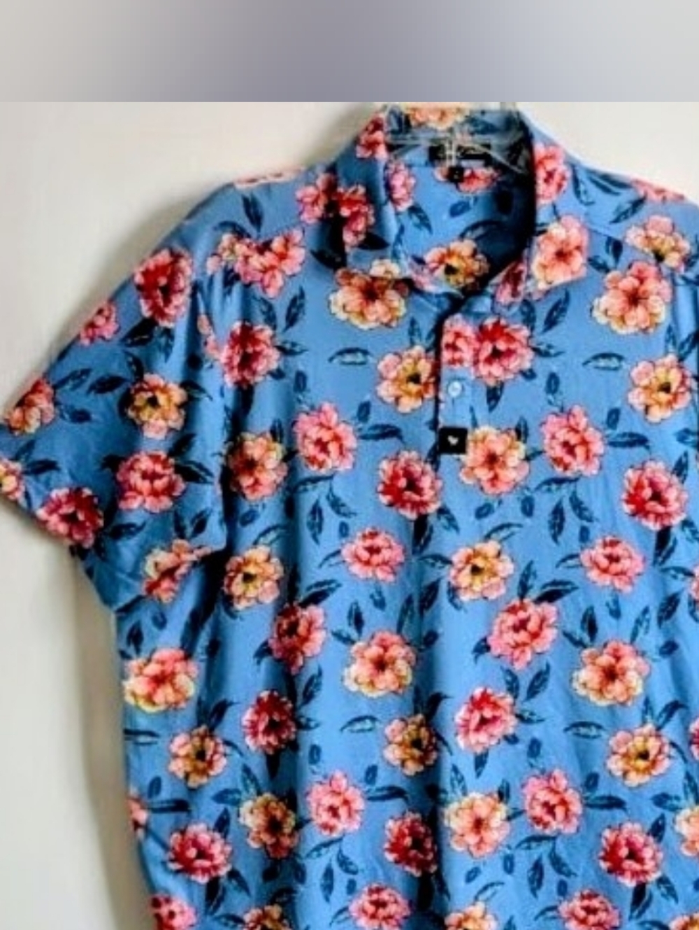 Bad Birdie Tropical Floral Polo Shirt. Mens Medium